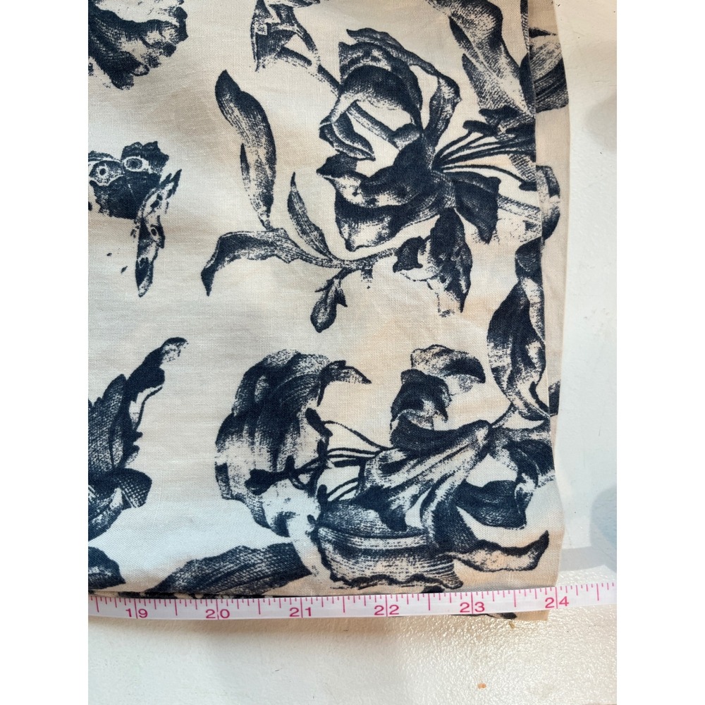 Frank And Oak Floral Wide Leg Pants Cream Navy Size 4 - Picture 8 of 8